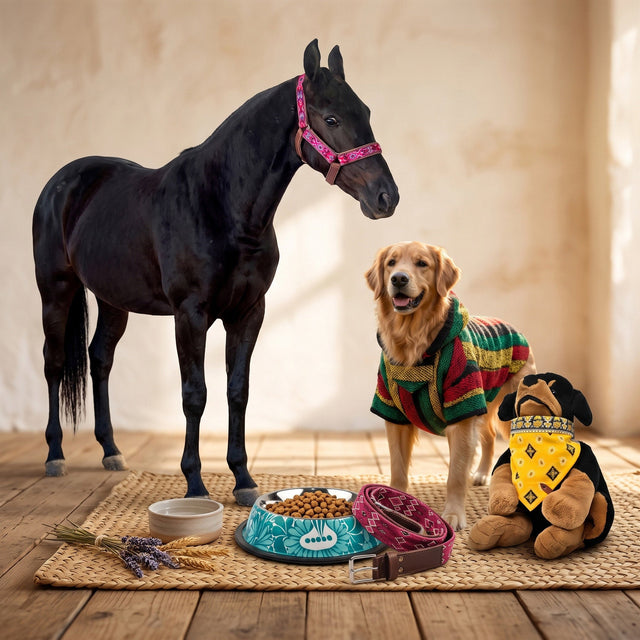 Hand-embroidered leather dog collar