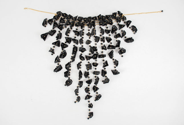 Felipe Rhinestone Necklace & Earring Set — Black