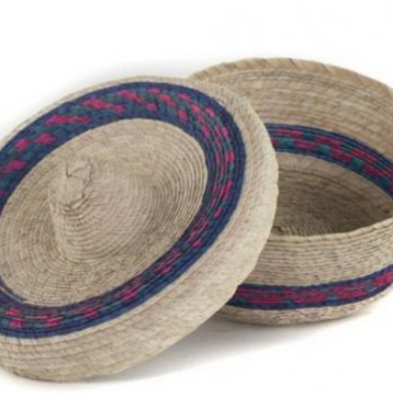 Palm Tortilla Warmer - Natural with Blue