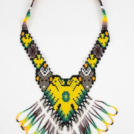 Two-Headed Eagle Wixárika Beaded Necklace (Style 2)