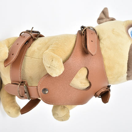 Genuine leather dog chest harness, small, light brown