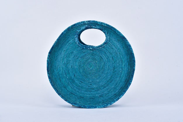Circular Straw Bag — Turquoise