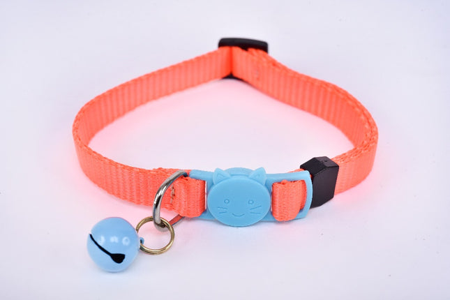 Breakaway Cat Collar with Bell — Fluorescent Orange/Light Blue