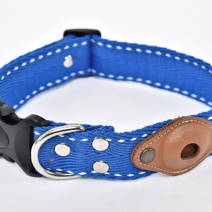 Wide Dog Collar with AirTag Pocket — Royal Blue