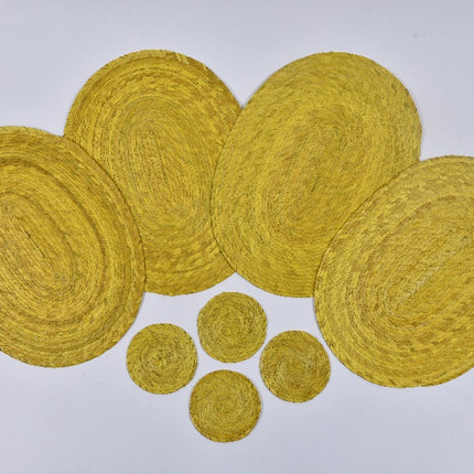 Straw Placemat and Coaster Set - Yellow
