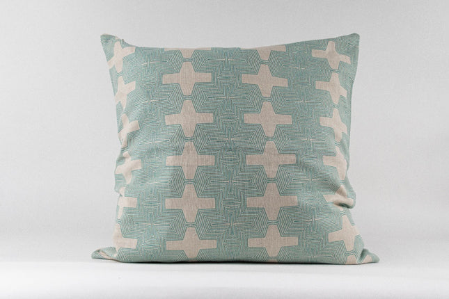 Frego Patterned Cushion Cover - Aqua Green