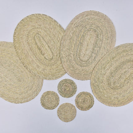 Straw Placemat & Coaster Set (4+4) - Natural