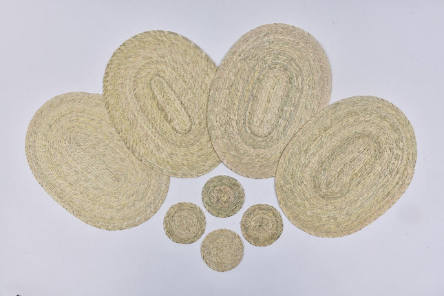 Straw Placemat & Coaster Set (4+4) - Natural