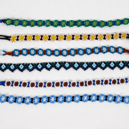 Flower & Mountain Beaded Bracelet Set (6 pcs) — 17-22 cm
