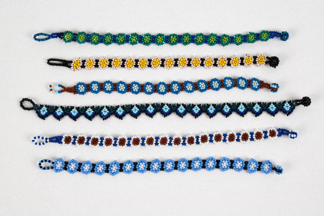 Flower & Mountain Beaded Bracelet Set (6 pcs) — 17-22 cm