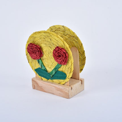 Palm Napkin Holder - 3 Flowers Yellow