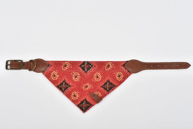 Leather Pet Bandana — Medium (Red)