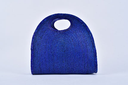 Half Moon Straw Bag — Navy Blue