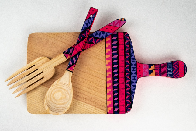 Hand painted chopping board pink - Abba-Express