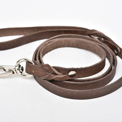 Genuine Leather Dog Leash — Brown
