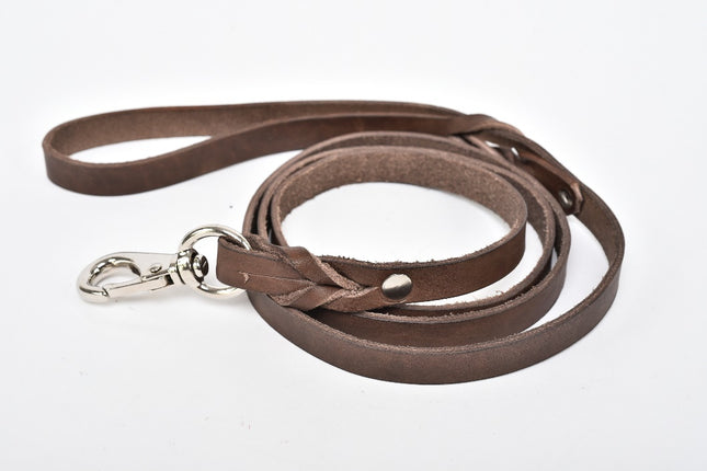 Genuine Leather Dog Leash — Brown