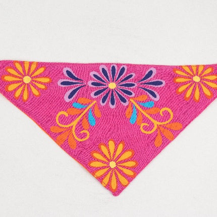 Hand-Painted Pet Bandana — Small (Pink/Orange)