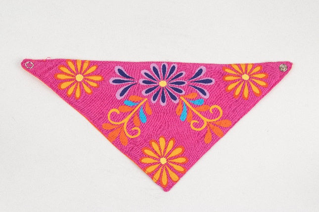 Hand-Painted Pet Bandana — Small (Pink/Orange)
