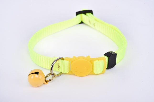 Breakaway Cat Collar with Bell — Fluorescent Green/Yellow