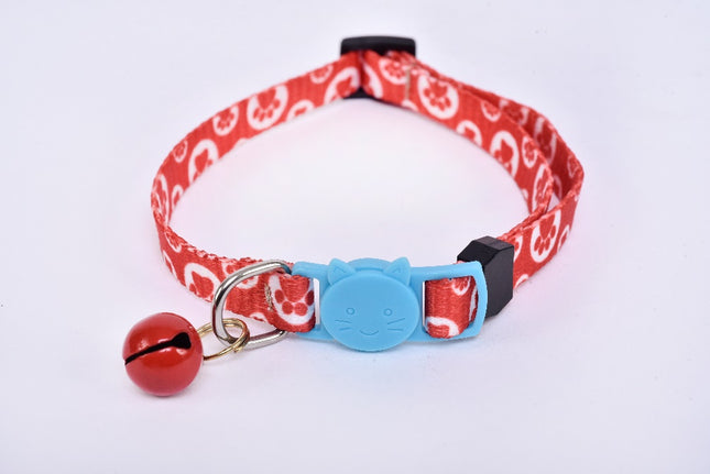 Breakaway Cat Collar with Bell — Red/Light Blue