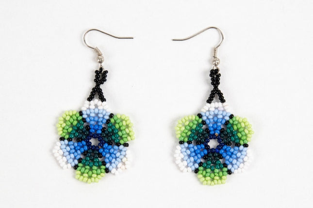 Wixárika Small Flower Beaded Earrings — 5 cm (Set of 2 Pairs)