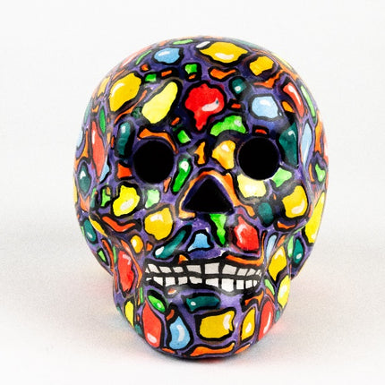 Hand-Painted Clay Skull - Purple