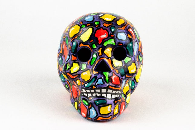 Hand-Painted Clay Skull - Purple
