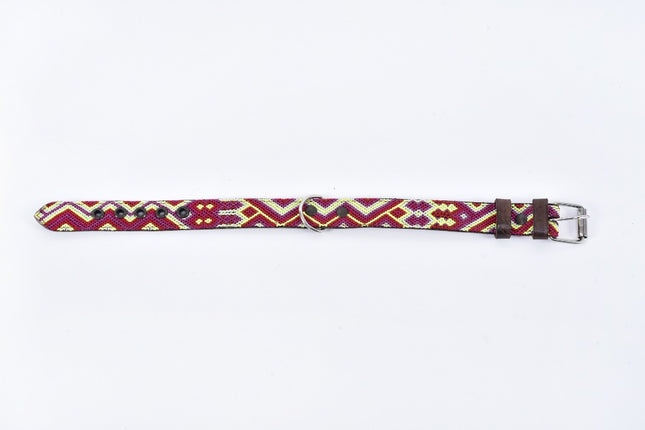 Hand-Embroidered Leather Dog Collar — Extra Small (Thick) (Mix Colors)