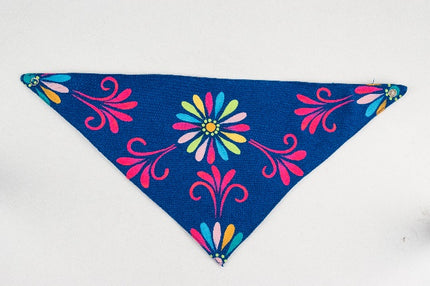 Hand-Painted Pet Bandana — Medium (Blue/White)