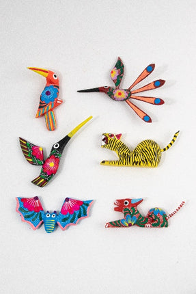 Set of 6 Wooden Alebrije Fridge Magnets - Assorted Animals II