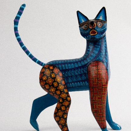 Hand-Carved Wooden Alebrije Cat