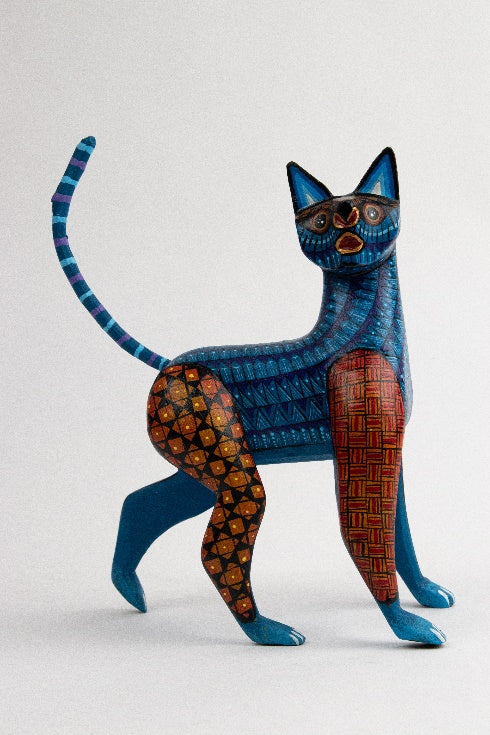 Hand-Carved Wooden Alebrije Cat