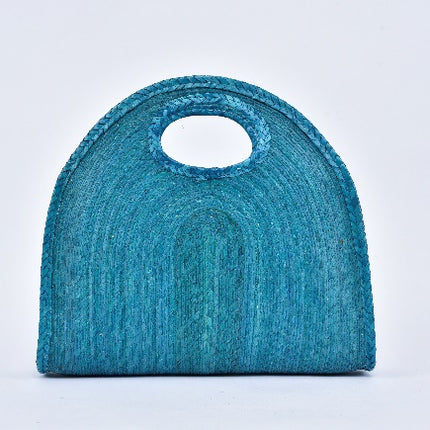 Half Moon Straw Bag — Turquoise