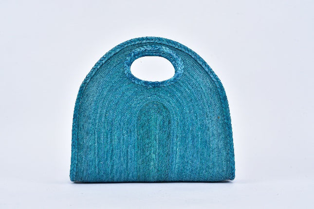Half Moon Straw Bag — Turquoise