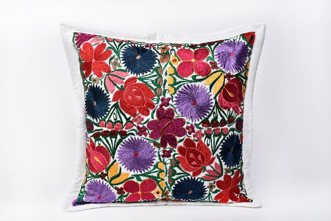 Chiapas Floral Cushion Cover - White