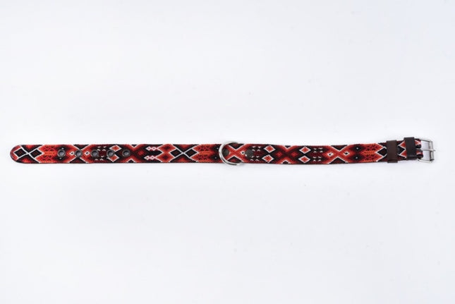 Hand-Embroidered Leather Dog Collar — Thin Medium (Mix Colors)