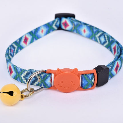 Breakaway Cat Collar with Bell — Light Blue/Orange