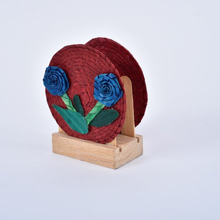 Palm Napkin Holder - 2 Flowers Red