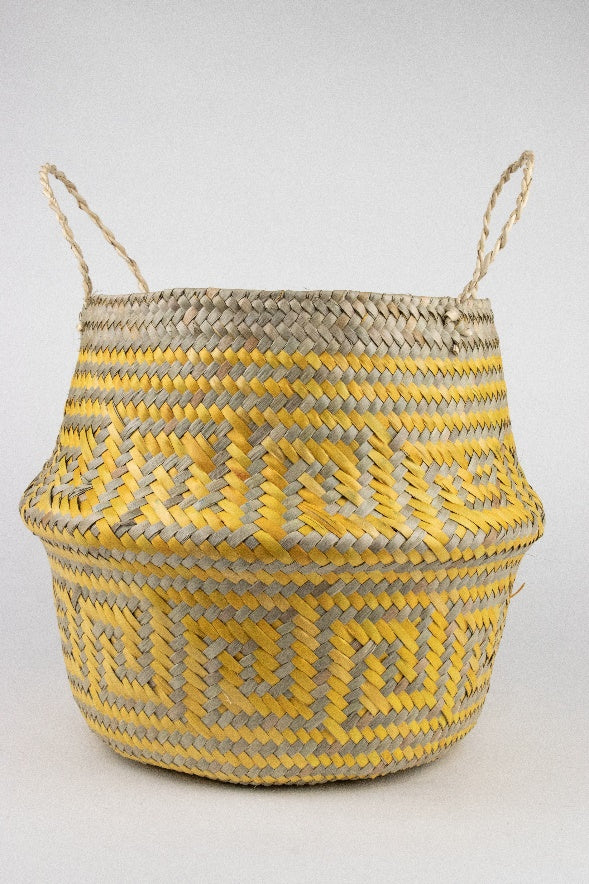 Oaxaca Hand-Stitched Plant Pot Cover - Yellow
