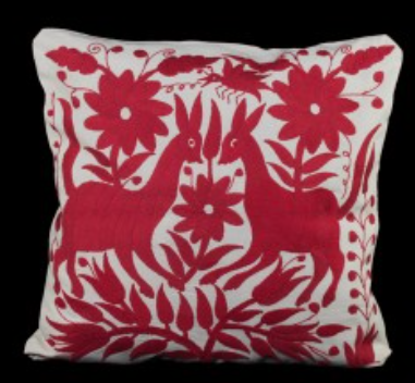 Tenango Embroidered Cushion Cover - Red Manta