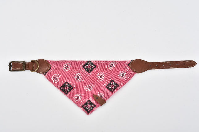 Leather Pet Bandana — Small (Pink)