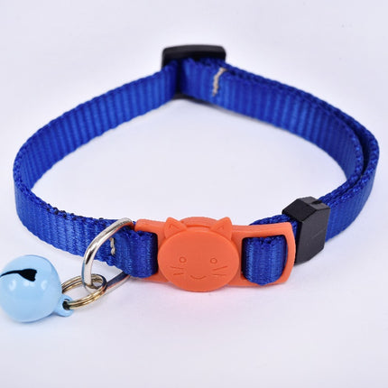 Breakaway Cat Collar with Bell — Navy Blue/Orange