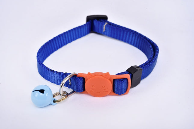 Breakaway Cat Collar with Bell — Navy Blue/Orange