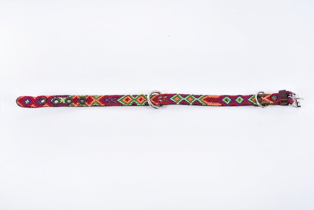 Hand-Embroidered Leather Dog Collar — Extra Small (Thin) (Mix Colors)