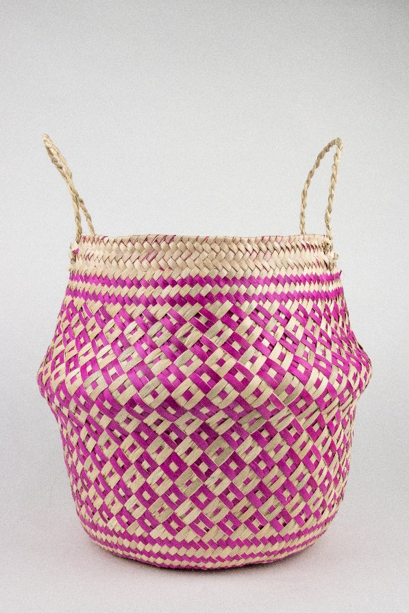 Oaxaca Hand-Stitched Plant Pot Cover - Pink