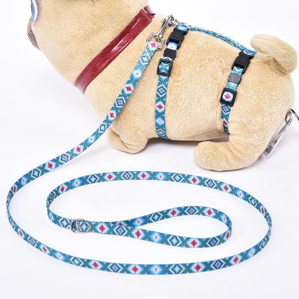 Thin Leash & Harness Set — Small Breed (Blue)
