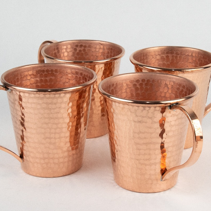 Set of 4 Copper Cups - Hammered Finish