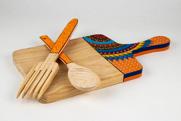 Hand Painted Chopping Board - Orange