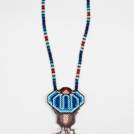 Wixárika Flor de Peyote Beaded Necklace — 39 cm