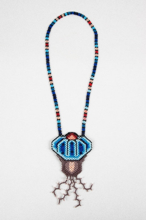 Wixárika Flor de Peyote Beaded Necklace — 39 cm